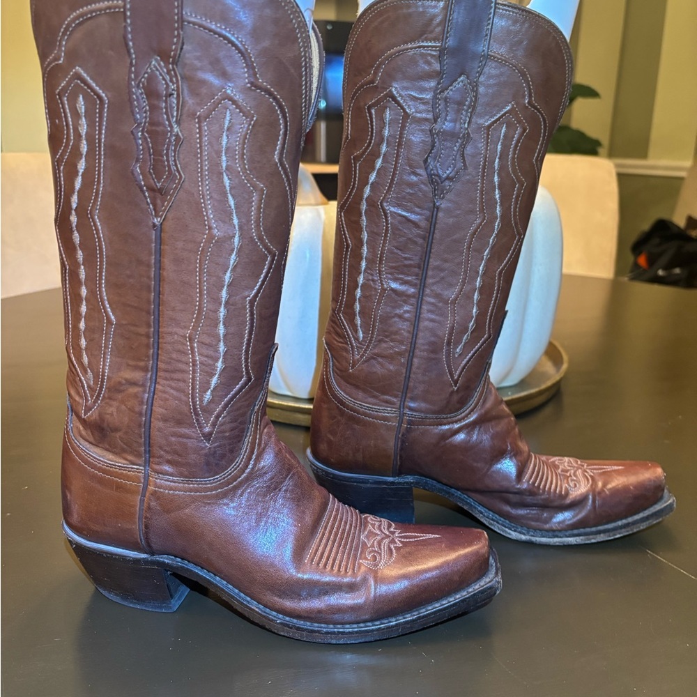 Lucchese Brown Heeled Boots - Picture 6 of 16